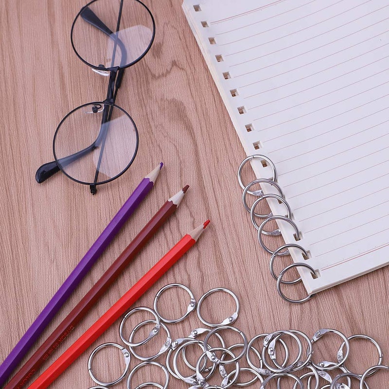 Antner أنتنر 120 قطعة حلقات ربط أوراق فضية بحجم 1 بوصة - 25 مم حلقات معدنية صغيرة مطلية بالنيكل لورق، بطاقات فهرسة، بطاقات فلاش، حلقات مفاتيح، حرف، تنظيم المنزل والمكتب، فضي - Image 4